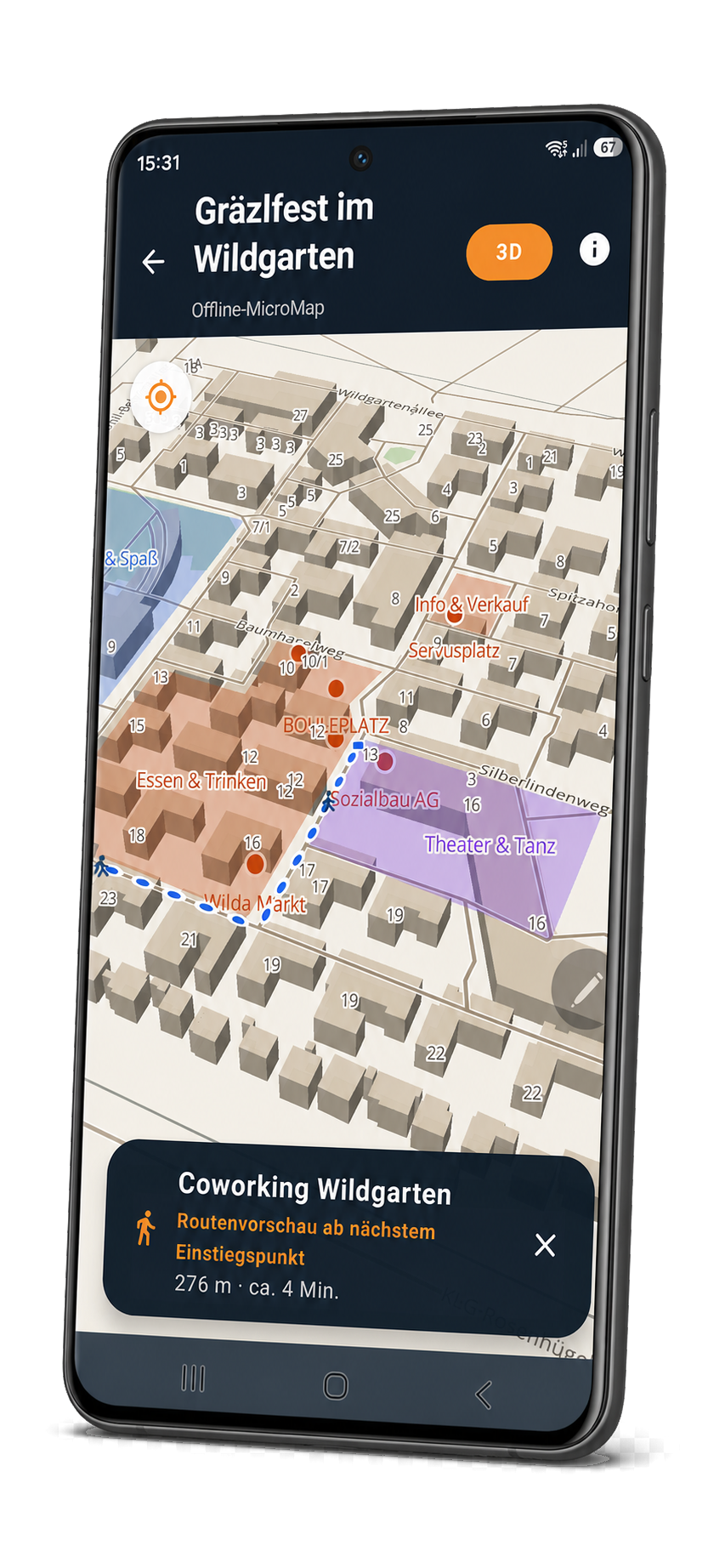 GeoTag-App mit dreidimensionaler MicroMap und Offline-Routenvorschau